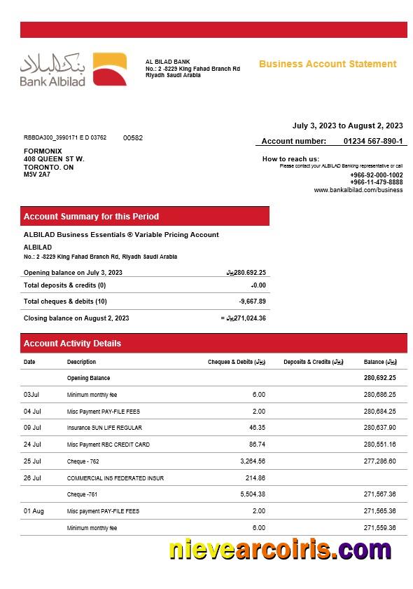Bank Albilad enterprise statement